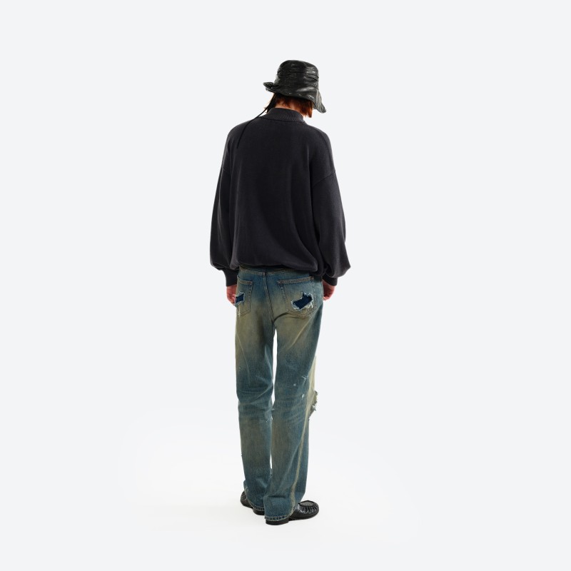 Badge Half Placket Sweater